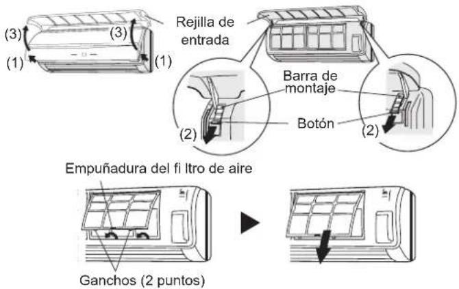 FUJITSU ASYE09GACH - Retirar la rejilla de entrada y retire el fi ltro del aire.1. - 1