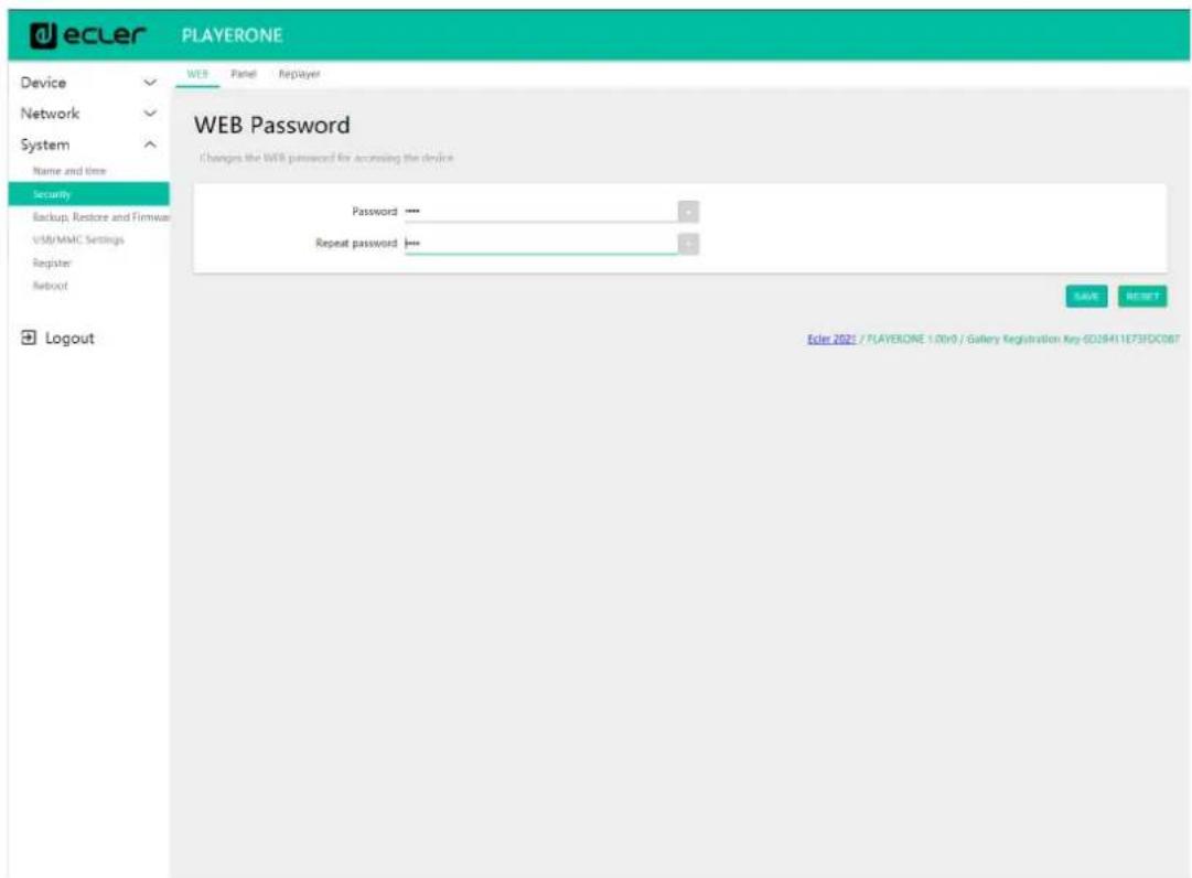 Ecler PLAYER ONE - WEB PASSWORD (MOT DE PASSE WEB) - 1