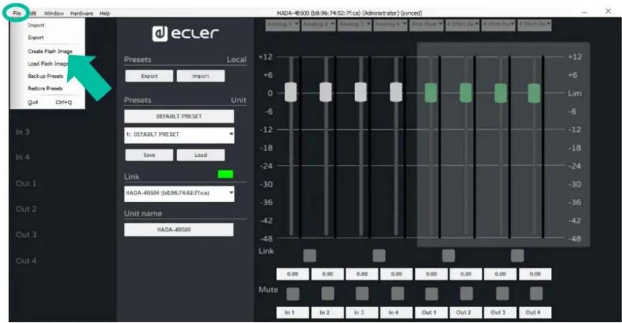 Ecler HADA-4B750 - Create Flash Image (créer une image Flash) - 2
