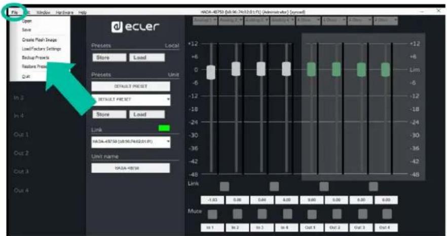 Ecler HADA-4B400 - Gestion des presets - 3