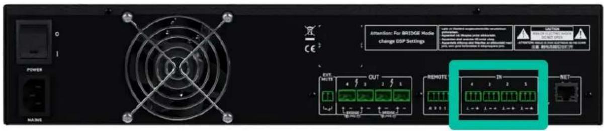 Ecler HADA-4B400 - Connexions d'entrée analogiques - 1