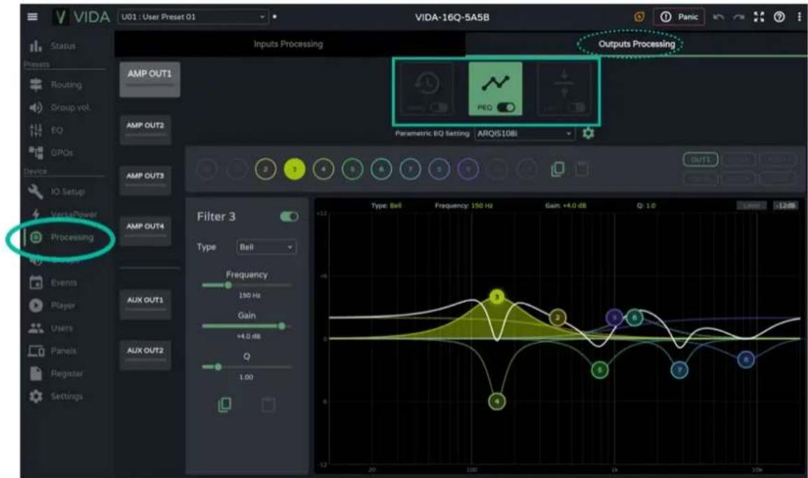 Ecler VIDA-48Q - OUTPUTS PROCESSING (TRAITEMENT DES SORTIES) - 1