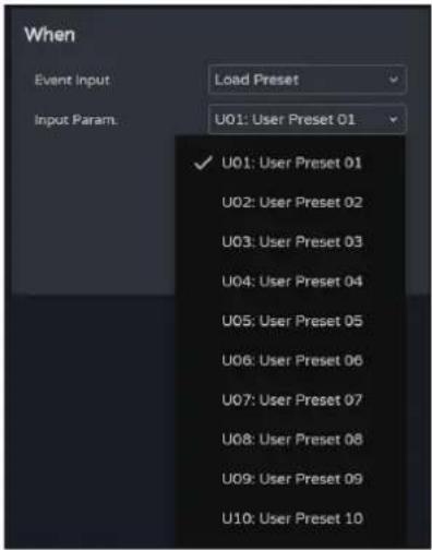 Ecler VIDA-48Q - EVENT INPUT LOAD PRESET - 1