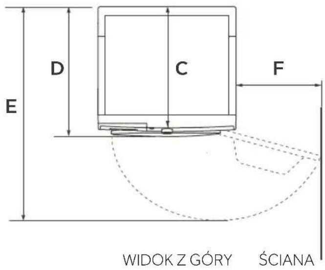 D C F E WIDOK Z GÓRY ŚCIANA
