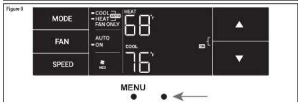 Figure 9 MODE FAN SPEED COOL HEAT 68°F AUTO ON COOL 76°F MENU