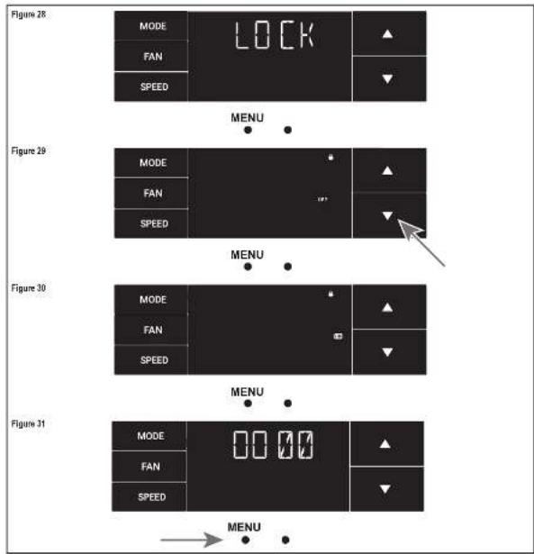 Figure 28 MODE FAN SPEED LOCK MENU Figure 29 MODE FAN SPEED MENU Figure 30 MODE FAN SPEED MENU Figure 31 MODE FAN SPEED 00:00 MENU