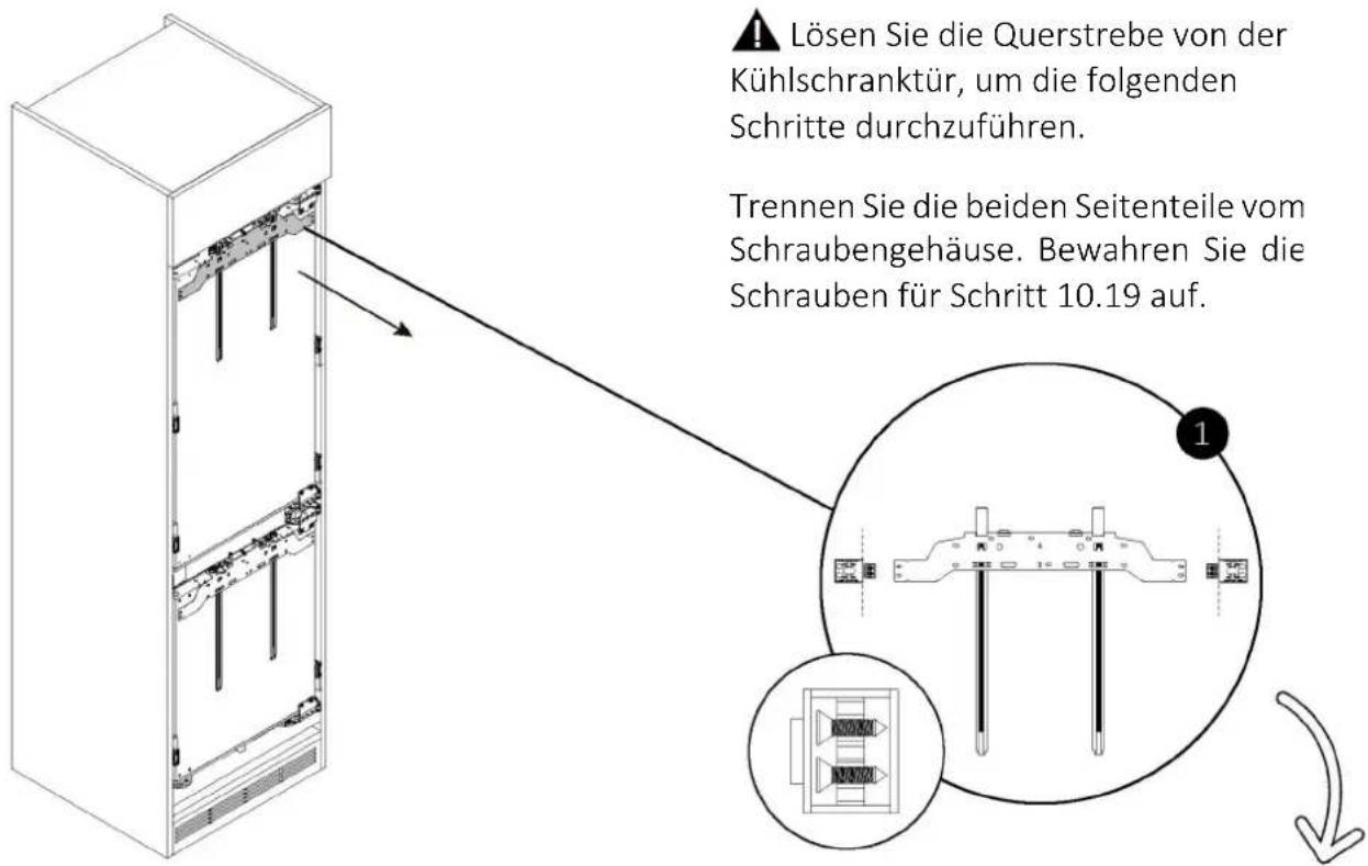 HAIER HBW7518CF - Lösen der Querstrebe von der Kühlschranktür - 1