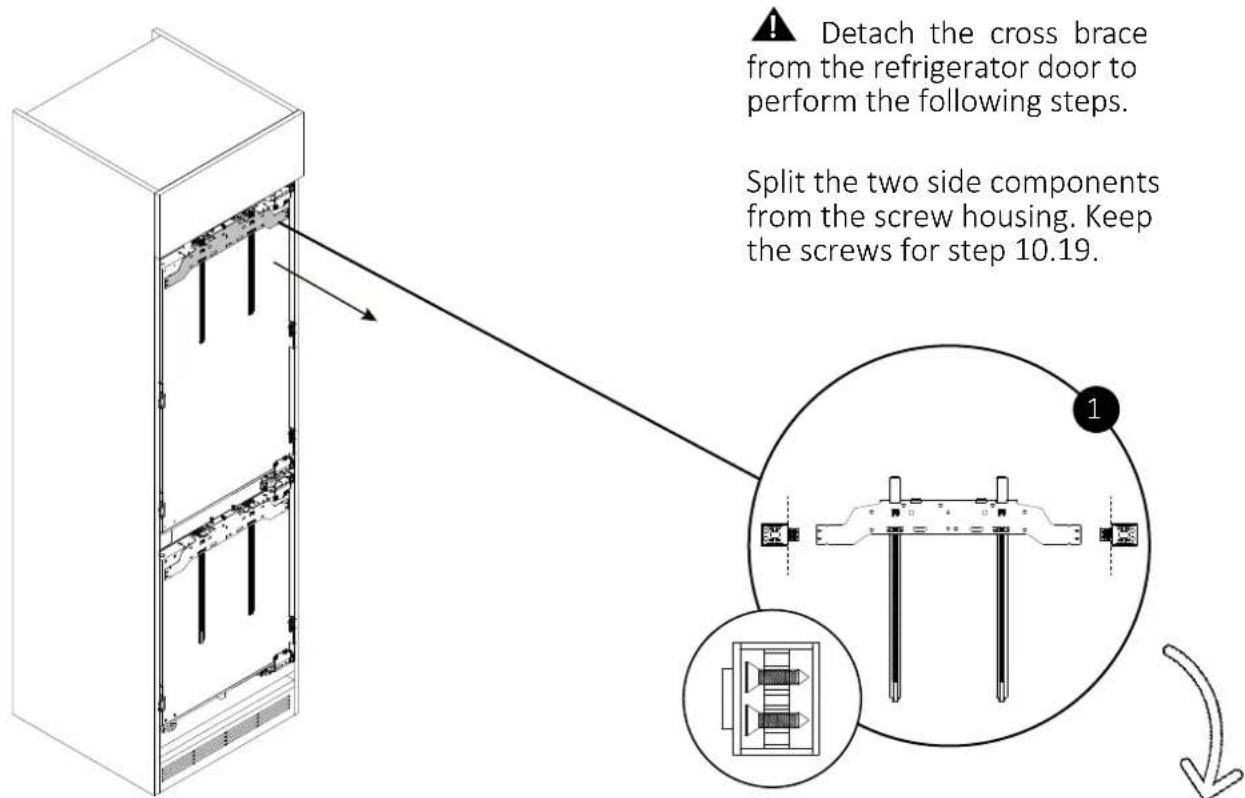 HAIER HBW7518CF - Detaching the cross brace from the refrigerator door - 1