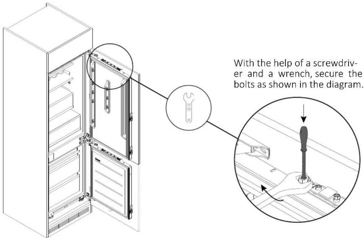 HAIER HBW7518CF - Securing the cabinet door - 1