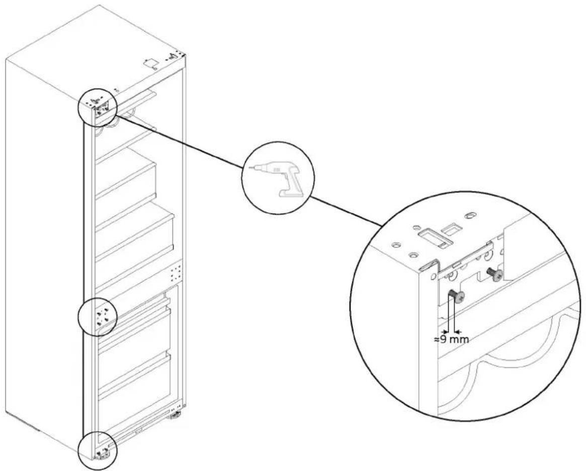 HAIER HBW7518CF - Fixação dos parafusos no lado oposto do frigorífico - 1