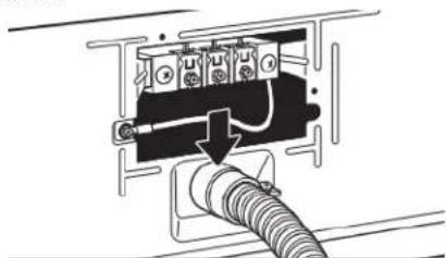 WHIRLPOOL YWED5050LW - Fixer le cable à raccordement direct au serre-câbles - 1