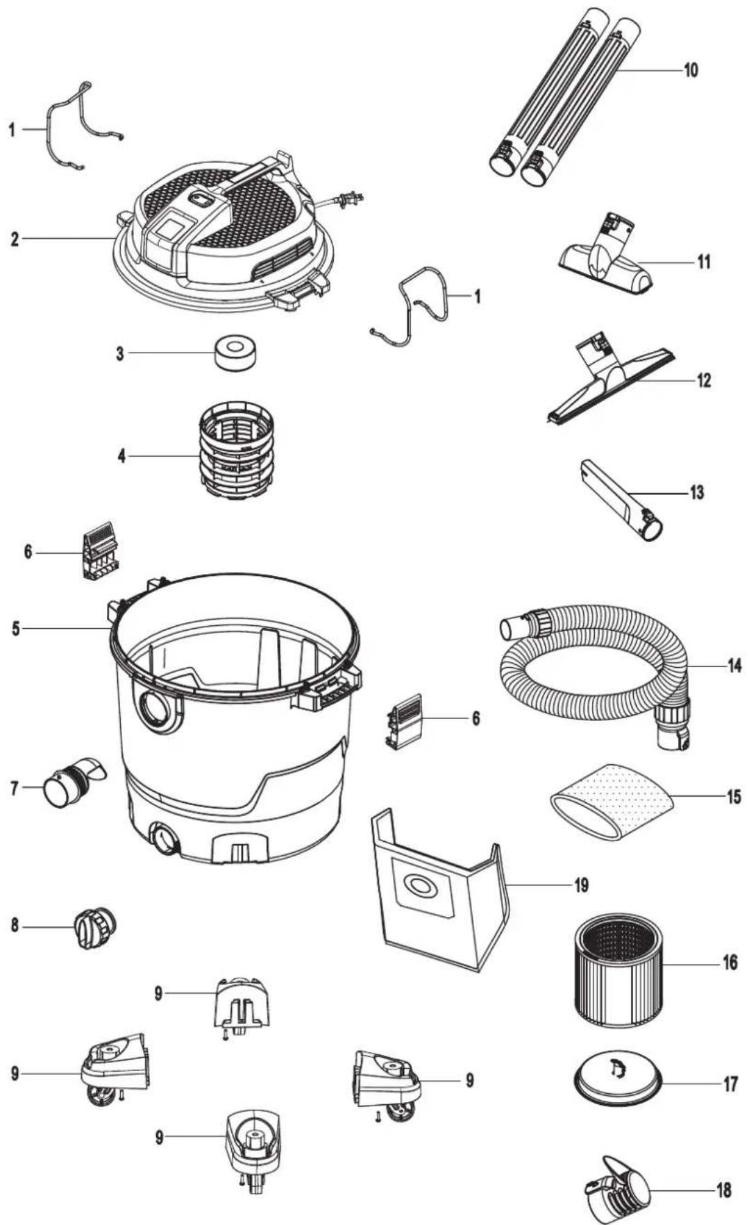 Vacmaster Professional VJH1612PF 0202 - EXPLODED VIEW - 1