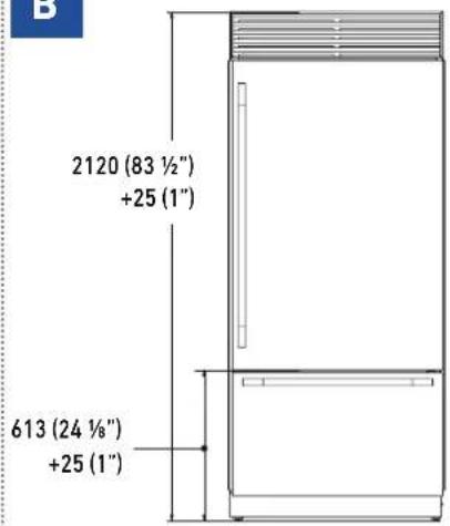 2120 (83 ½") +25 (1") 613 (24 ½") +25 (1)