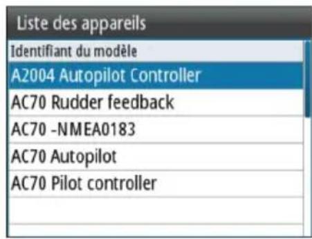 SIMRAD A2004 - Liste des appareils - 1