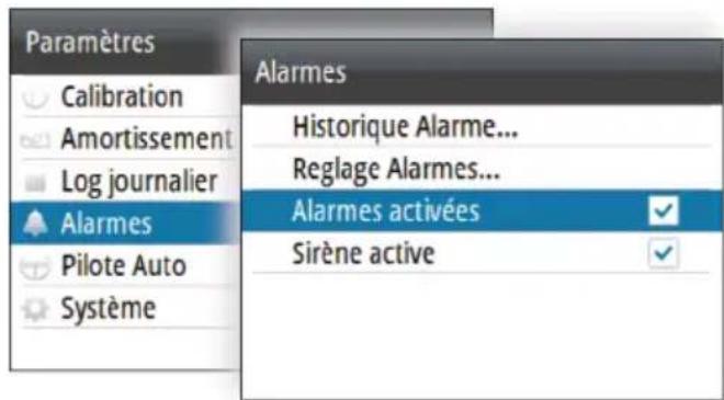 SIMRAD AP44 - Activation du système d'alarme et de la sirène d'alarme - 1