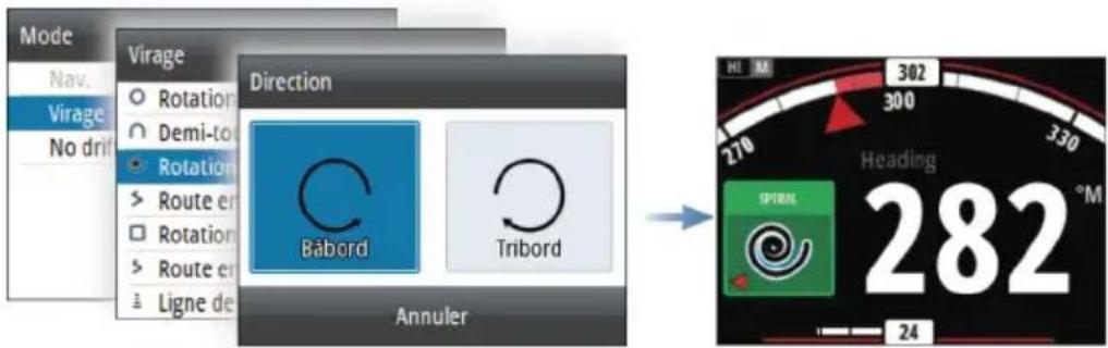 SIMRAD AP44 - Amorçage et arrêt d'un virage - 1