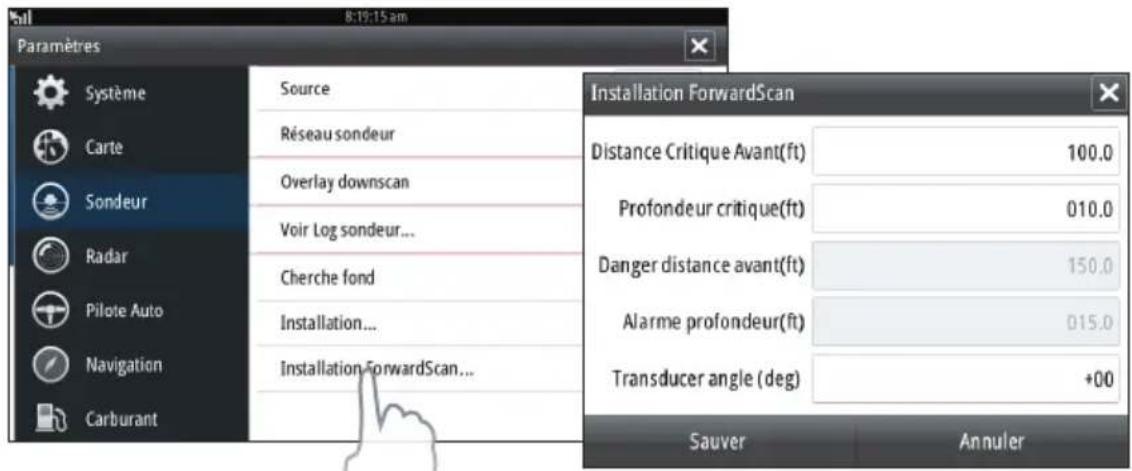 SIMRAD ForwardScan - Distance critique avant et profondeur critique - 2