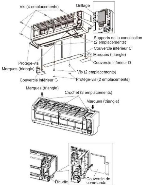 FUJITSU ASHH12KGTG - ■ Retrait du panneau avant / couvercle de commande / couvercle inférieur - 1