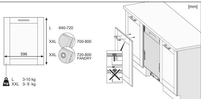 L 640-720 XXL 700-800 XXL 720-800 FANDRY [mm] L 3-10 kg XXL 3-9 kg