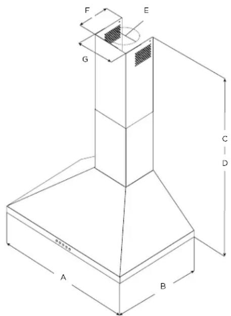 ELICA Volterra EVL424SS - DIMENSIONS DU PRODUIT - 1