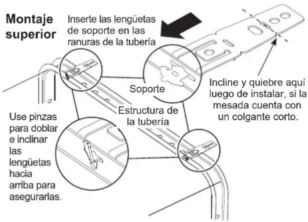 Café CDT875P4NW2 - Instale los soportes de montaje en la parte superior si el lado inferior de la mesada es de madera o de un material similar que acepte la colocación de tornillos: - 1
