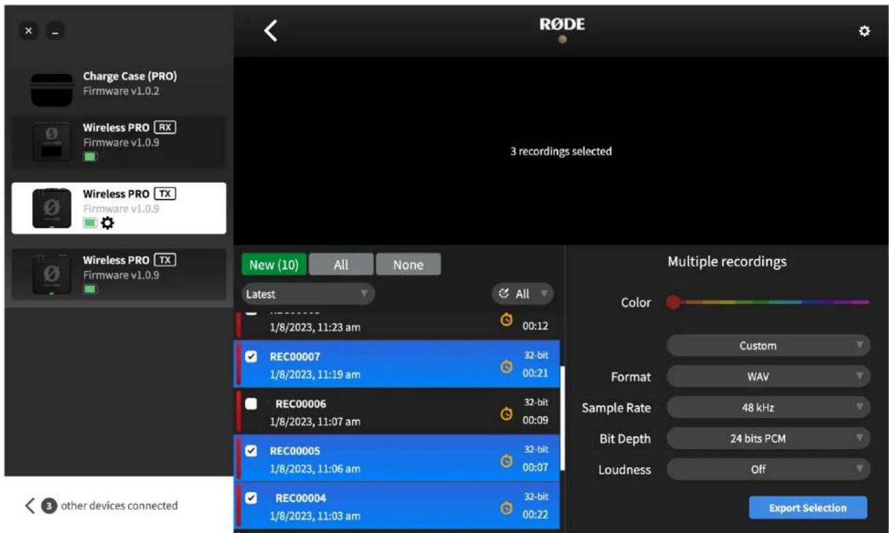 Røde Wireless PRO - Batch Export and Export Selection - 1