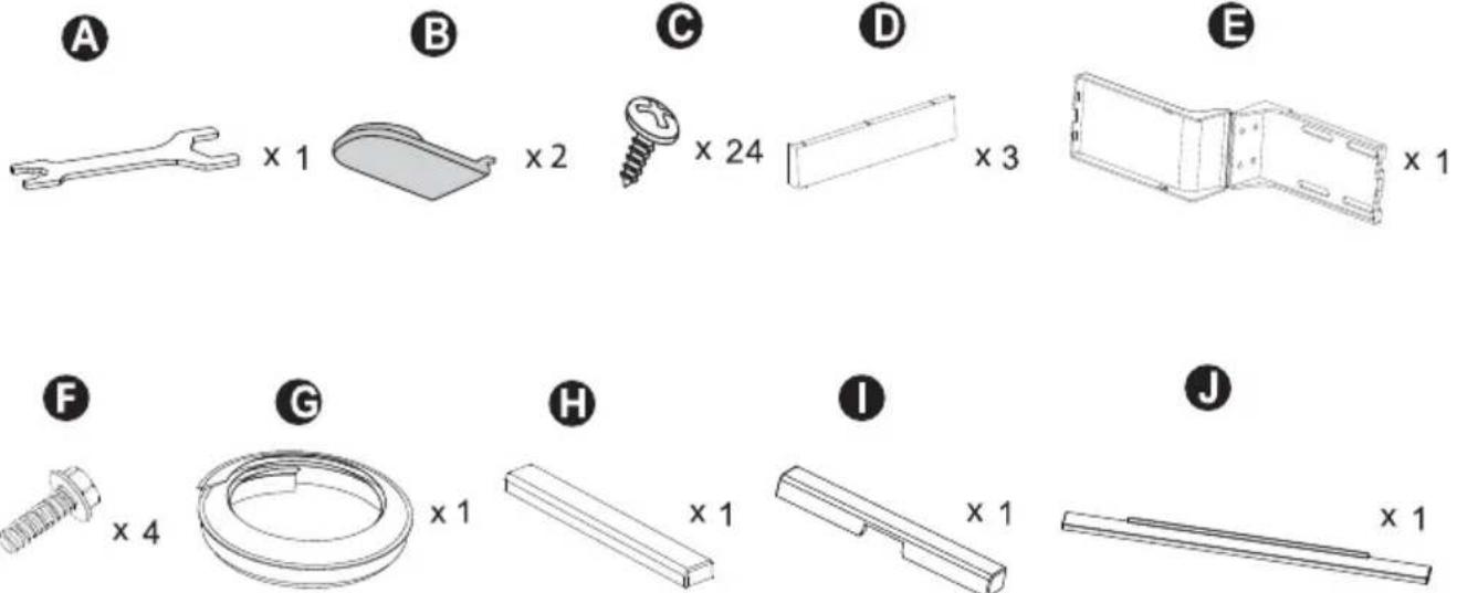 A x 1 B x 2 C x 24 D x 3 E x 1 F x 4 G x 1 H x 1 I x 1 J x 1