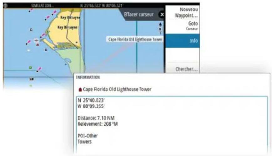 SIMRAD Cruise - Affichage des informations sur les éléments de la carte - 1
