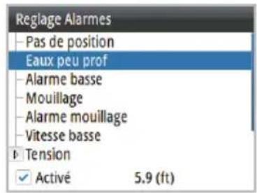 SIMRAD IS35 - État de réglage des alarmes - 1
