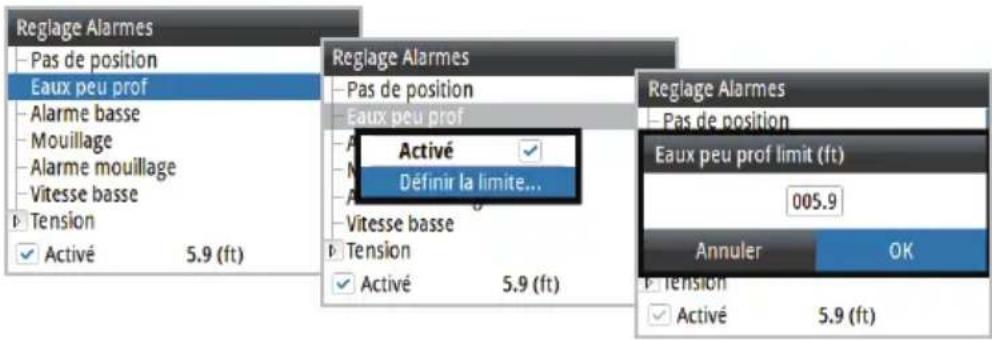 SIMRAD IS35 - Limites d'une alarme - 1