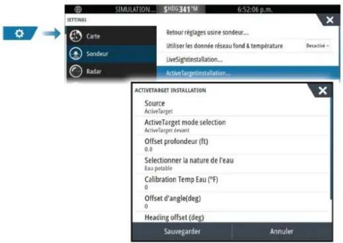 SIMRAD NSO evo3S - Paramètres de la page ActiveTarget installation - 1