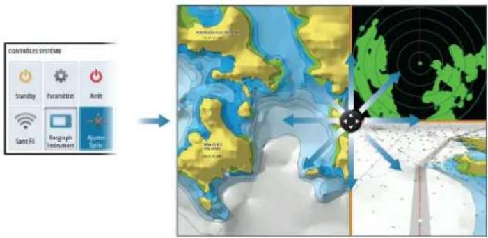 SIMRAD NSO evo3S - Ajustement du fractionnement dans les pages à plusieurs fenêtres - 1
