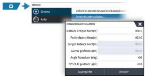 SIMRAD NSO evo3S MPU - Paramètres d'installation ForwardScan - 1