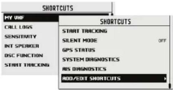 SIMRAD RS100 - Add/Edit shortcuts - 1