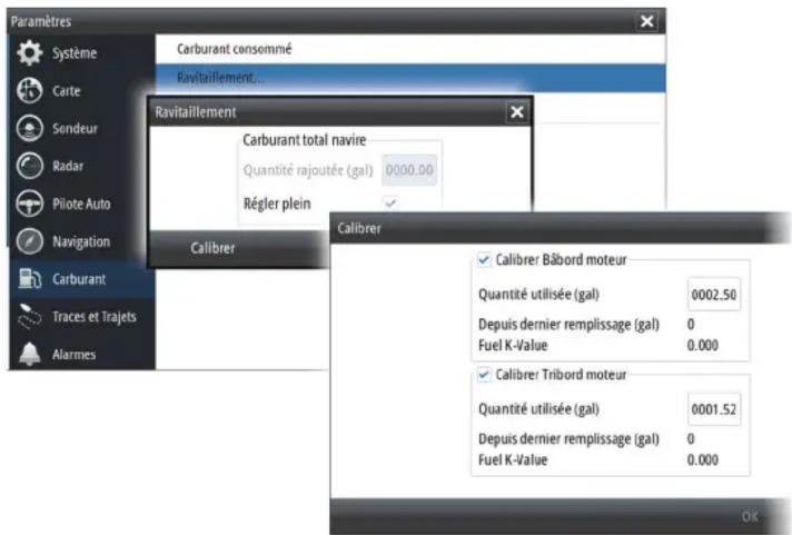 SIMRAD Sensor - Pour calibrer le capteur de débit de carburant : - 1