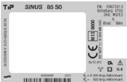T.I.P. SINUS 85 S0 - Plaque signalétique - 1