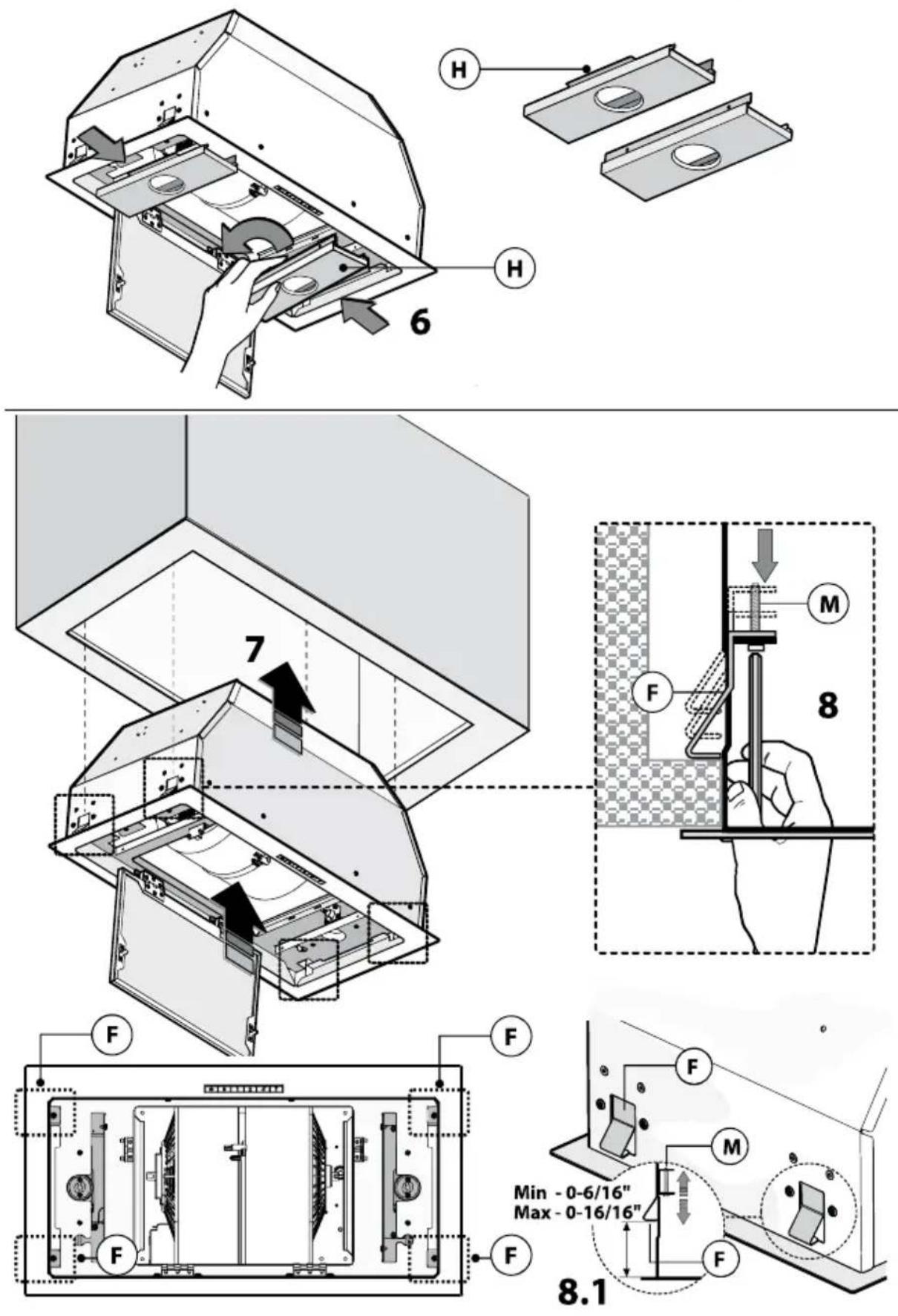 XO XOI28SC - FIXATION DE LA HOTTE SOUS UN ELEMENT HAUT: - 9
