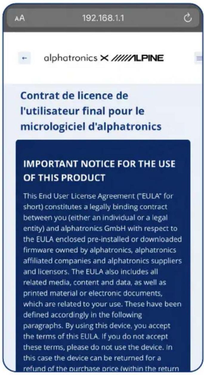 Alphatronics STREAM 2 - Confirmation du contrat de licence d'utilisateur final - 1