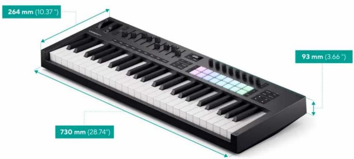 NOVATION Launchkey 49 MK4 - Poids et dimensions - 1