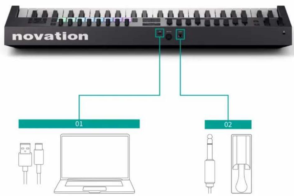 NOVATION Launchkey 49 MK4 - Connexion et alimentation - 1
