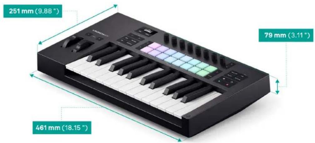 NOVATION Launchkey 25 MK4 - Poids et dimensions - 1