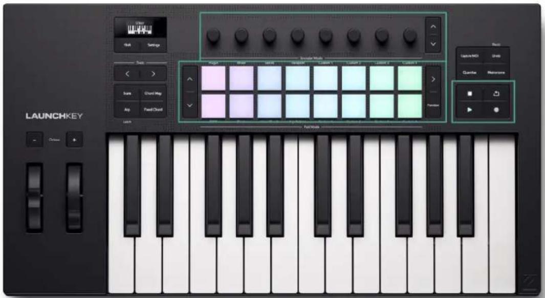 NOVATION Launchkey 25 MK4 - Zones de contrôle du Launchkey 25 - 1
