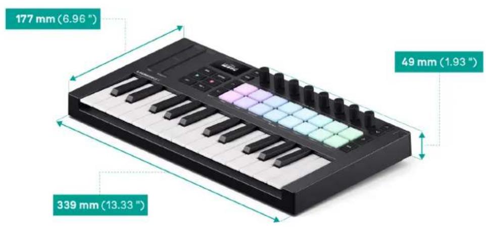 NOVATION Launchkey MMini 25 K4 - Poids et dimensions - 1