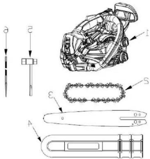 Anova MG2700 - Installation du guide-chaîne et de la chaîne de scie - 1
