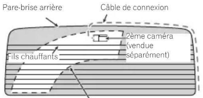 PIONEER VREC-H310SH - Position d'installation recommandée sur le pare-brise arrière - 1