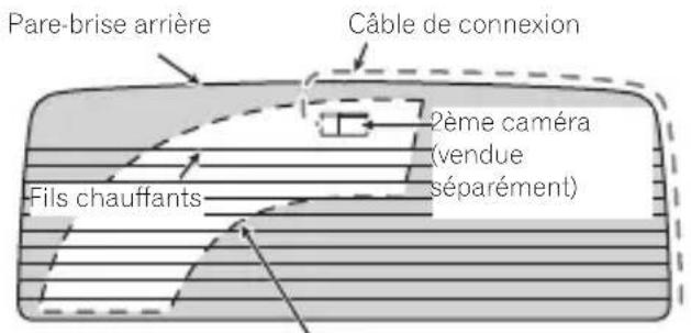 PIONEER VREC-Z810SH - Position d'installation recommandée sur le pare-brise arrière - 1
