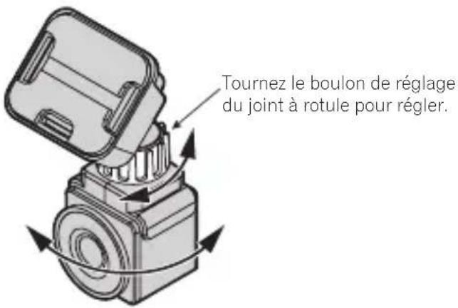 PIONEER VREC-DH200 - Tournez le boulon de réglage du joint à rotule pour régler l'angle de l'objectif. - 1