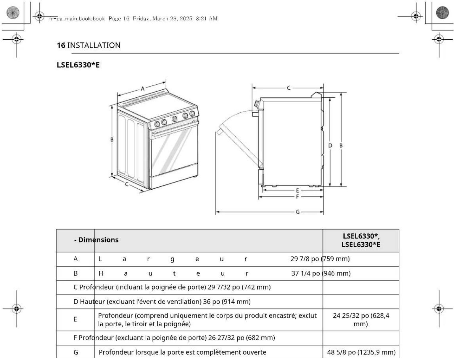LG LSEL6330S - Choix de l'emplacement ajustat - 6
