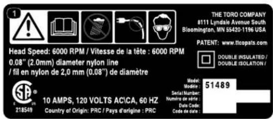 TORO 51489 - Autocollantsdesécuritéetd'instruction - 2