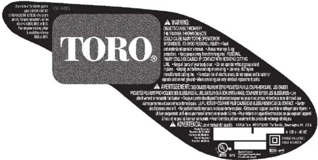 TORO 51354 - Pegatinas de seguridad/instrucciones - 1